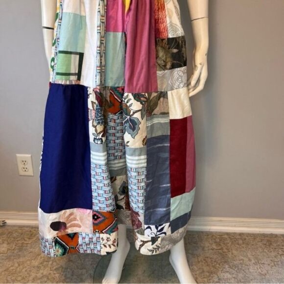 Hand Crafted Patchwork Tiered Sundress with Shoulder Straps Size Medium - Picture 8 of 12